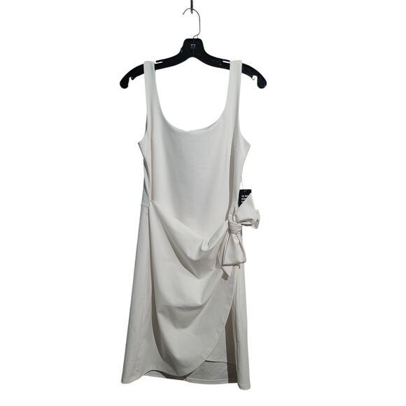 Express Body Contour Square Neck Wrap Front Mini Dress White M NWT - Picture 2 of 5